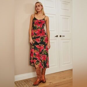 Urban Outfitters Red and Black Bloom Mesh Maxi Dress